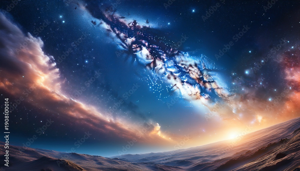 Fototapeta premium vibrant galaxy showcases swirling cosmic clouds and twinkling stars in deep space exploration and wonder