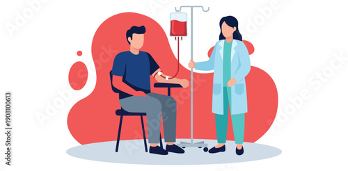 A medical professional administering an IV drip to a patient in a clinical setting