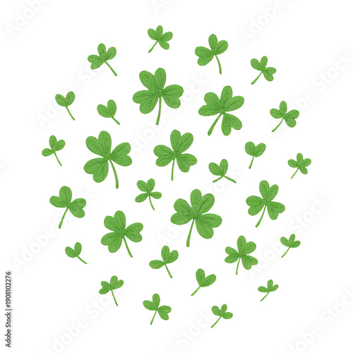 PNG Circular pattern of green clovers.