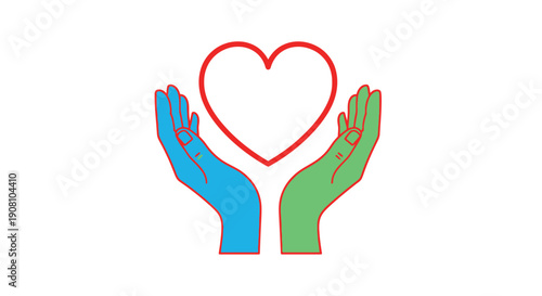 Hands cradling a red heart a symbol of care and protection