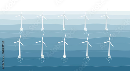 Offshore wind turbines in ocean