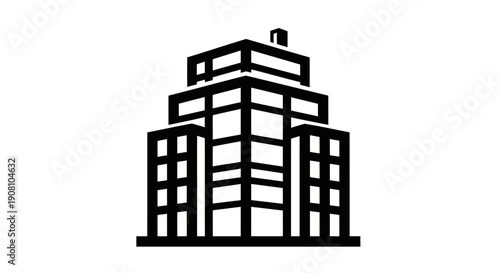 Modern building icon on white background