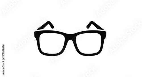 Simple black outline of a pair of modern eyeglasses