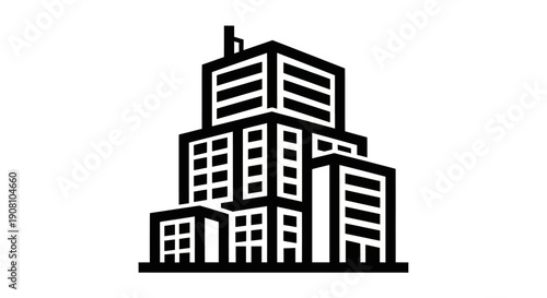 Modern building illustration black and white