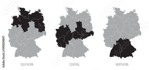 Germany Regional Map Showing Northern Central and Southern Areas