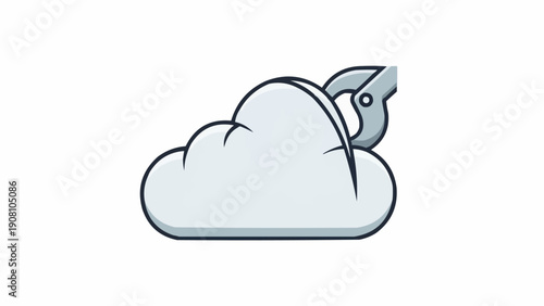 Cloud with a rocket launching.