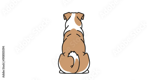 Dog sitting isolated on white background digital illustration for various uses