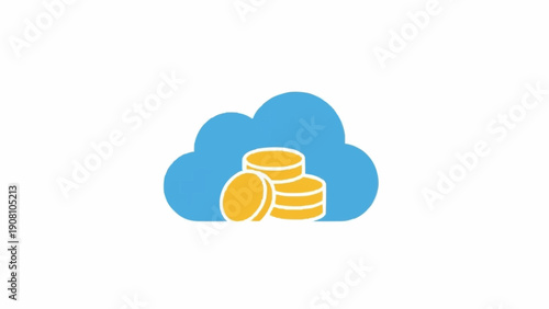 Cloud storage coins digital money.