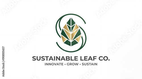 Sustainable Leaf Co logo with green and gold leaf design