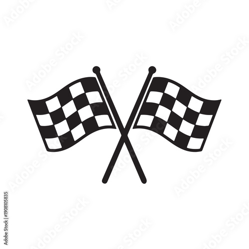 Crossed Checkered Racing Flags Icon – Finish Line Victory Symbol