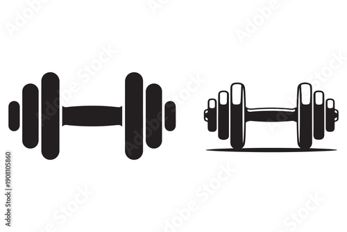 Minimal dumbbell collection sport training and bodybuilding symbols
