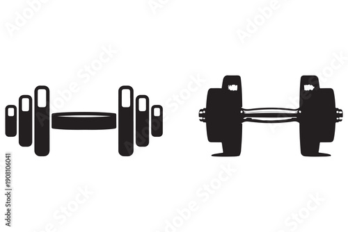 Dumbbell fitness icon set gym workout equipment silhouette illustration
