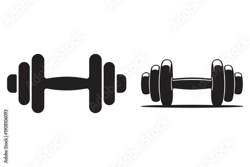 Dumbbell fitness icon set gym workout equipment silhouette illustration
