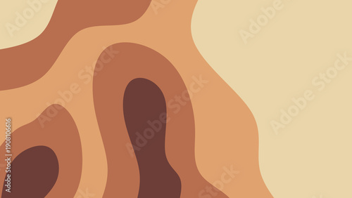 Abstract boho background with organic fluid shapes in earth tones in terracotta, brown and cream. Minimalist wavy background.