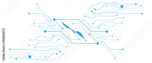 Futuristic electronic circuit board texture on white background. Modern big data visualization. Design for global communication, and digital connection. Vector