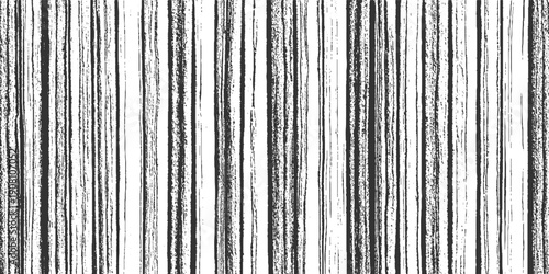 Black and white vertical distressed stripes pattern with rough texture and varying line thickness