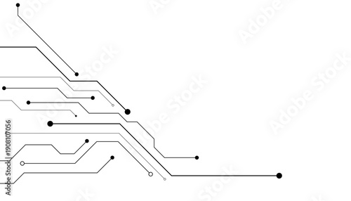 Abstract Digital Circuit Board Pattern on White Background