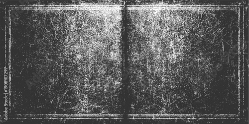 Dark grey textured background with white scratches and double border lines