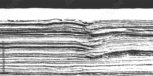 Black and white horizontal striped texture with a central wavy disruption and dark border