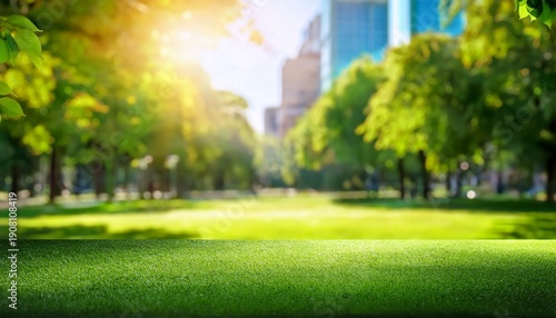 blurred city park scene with abstract green bokeh used as a visual backdrop for layout and presentation