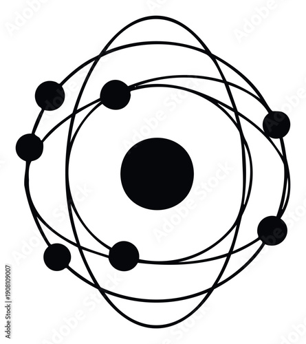 Visualize atomic structure with this classic scientific diagram depicting a central nucleus and orbiting electrons, perfect for educational resources, science publications, and technology