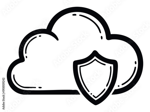 Secure cloud computing protection symbol representing data storage and online privacy services for cybersecurity infrastructure and digital information management solutions