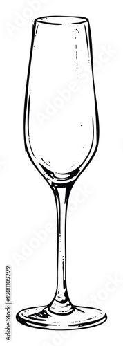 Stylized empty wine glass sketch ideal for beverage industry branding, restaurant menus, hospitality promotions, and event invitation graphics.