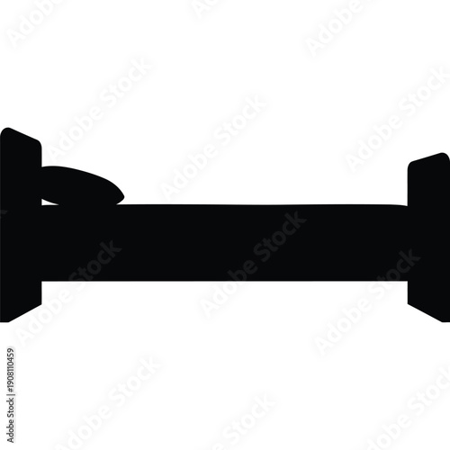Simple Black Bed Icon - Minimalist Design with Pillow for Hospitality, Healthcare, Home Decor, and Design Projects