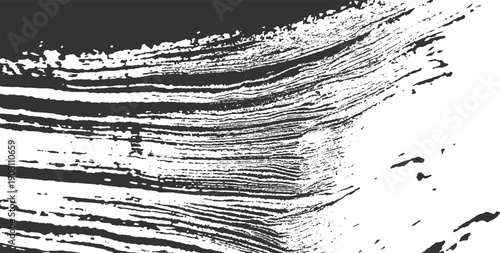 Abstract monochrome textured background with layered horizontal lines and speckles pattern