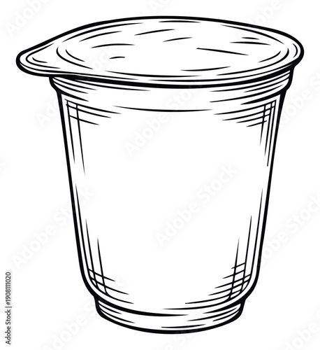 Convenient single serving plastic container with a secure lid for packaging dairy products, snacks, or desserts, perfect for food industry marketing materials