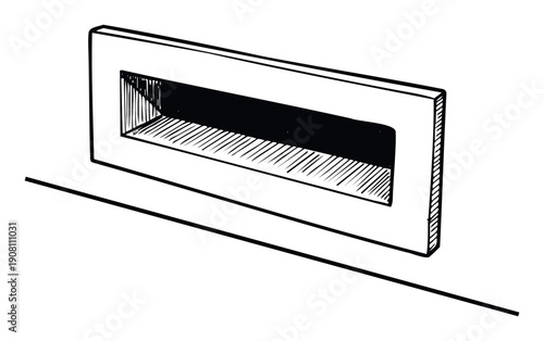 Clean line drawing depicting a rectangular opening or passage with perspective shading, suitable for engineering blueprints, modern home decor inspiration, and sleek technology interface