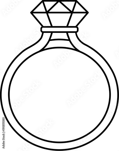 Diamond Engagement Wedding Ring Line Icon