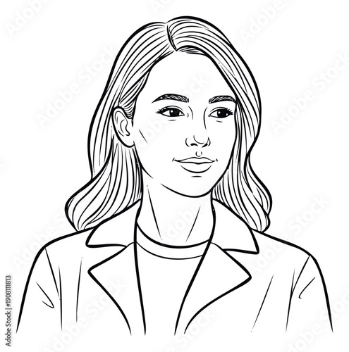 Engaging Asian young adult individual portrayed in simple dynamic line drawing, looking confident and approachable, ideal for modern branding, educational projects, and digital platforms.