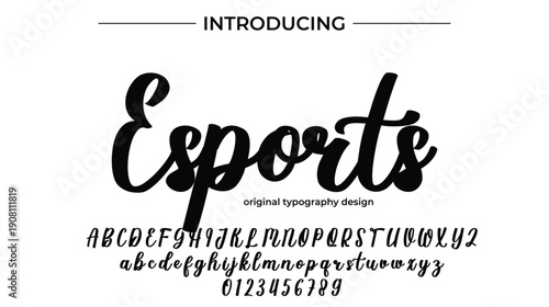 Esports Font Stylish brush painted an uppercase vector letters, alphabet, typeface