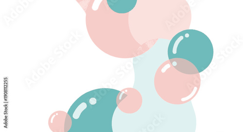 Pastel Colored Bubbles and Shapes Illustration.