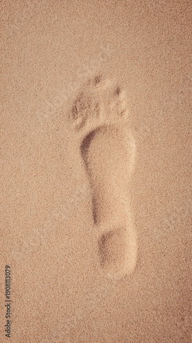 Minimal Beach Sand with Single Footprint under Morning Light, Calm Coastal Composition Symbolizing Solitude