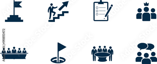 Set of business development and goal oriented vector icons for various uses