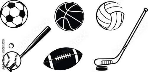 Sports equipment and balls illustration
