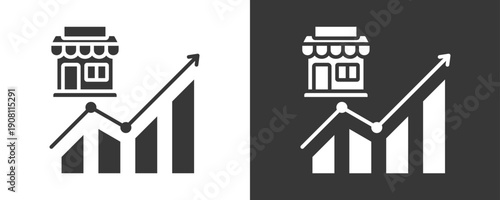 Market Growth Icon Set Vector Collection Isolated In Black And White