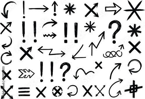 Collection of black symbols and arrows