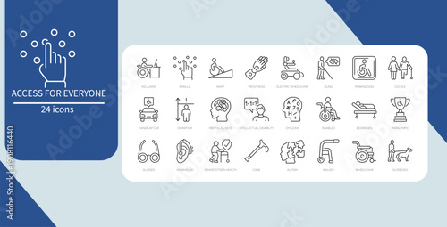 Accessibility and Disability Support Line Icon Set