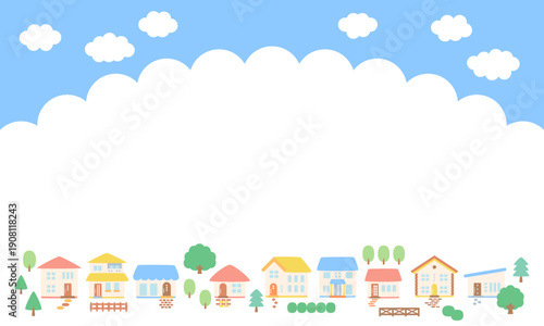 町並みフレーム背景素材