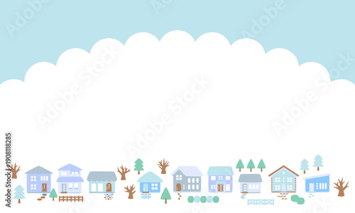 冬の町並みフレーム背景素材