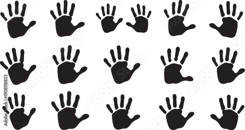Black hand silhouettes on white background pattern design