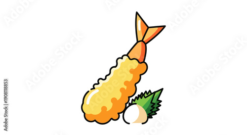 Tempura shrimp illustration isolated on white