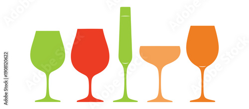 group of wine glass vector design
