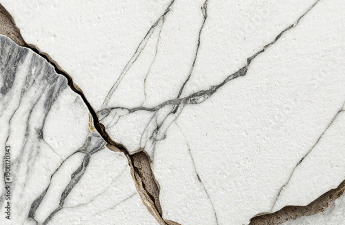 White Marble Stone Texture with Natural Cracks and Veins
