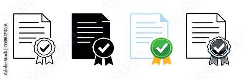 Document certification process with highlighted approved file and checkmark badge