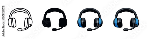 Evolution of gaming headsets on gradient background