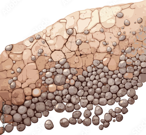 Isolated a realistic Dry skin with dead cells, illustrating dull, aged, and moisture lacking skin. Ideal for cosmetic and beauty product concepts. 3D rendering vector art with white background.